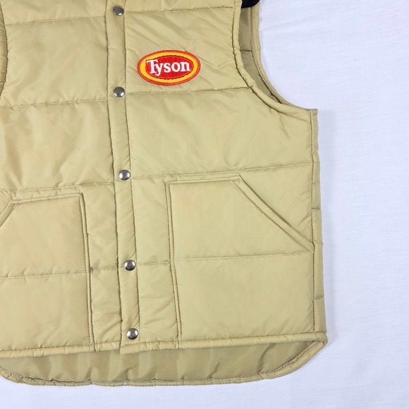 Tyson Puffer Vest Tan Quilted Snap Front Mens Medium Vintage Workwear Cosplay - Picture 5 of 16